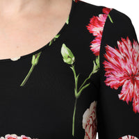 Dolce & Gabbana Black Floral Long Sleeve Women Blouse Top