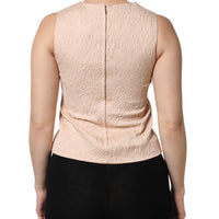 Dolce & Gabbana Beige Floral Embroidery Sleeveless Tank Top