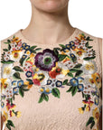 Dolce & Gabbana Beige Floral Embroidery Sleeveless Tank Top