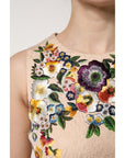 Dolce & Gabbana Beige Floral Embroidery Sleeveless Tank Top