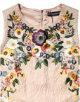 Dolce & Gabbana Beige Floral Embroidery Sleeveless Tank Top