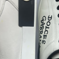 Dolce & Gabbana White Leather Logo Portofino Sneakers Shoes