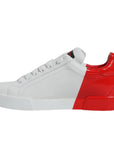 Dolce & Gabbana White Red Portofino Low Top Sneakers Shoes