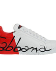 Dolce & Gabbana White Red Portofino Low Top Sneakers Shoes