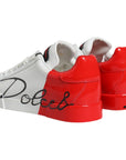 Dolce & Gabbana White Red Portofino Low Top Sneakers Shoes
