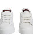 Dolce & Gabbana White Red Portofino Low Top Sneakers Shoes