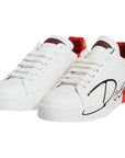 Dolce & Gabbana White Red Portofino Low Top Sneakers Shoes