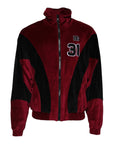 Dolce & Gabbana Red Black Cotton Logo FullZip Bomber Jacket