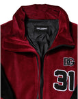 Dolce & Gabbana Red Black Cotton Logo FullZip Bomber Jacket