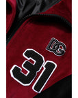 Dolce & Gabbana Red Black Cotton Logo FullZip Bomber Jacket