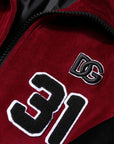 Dolce & Gabbana Red Black Cotton Logo FullZip Bomber Jacket