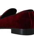 Dolce & Gabbana Bordeaux Velvet Sequined Men's Loafers