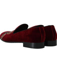 Dolce & Gabbana Bordeaux Velvet Sequined Men's Loafers