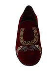 Dolce & Gabbana Bordeaux Velvet Sequined Men's Loafers