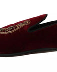 Dolce & Gabbana Bordeaux Velvet Sequined Men's Loafers