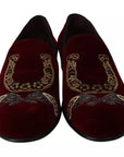 Dolce & Gabbana Bordeaux Velvet Sequined Men's Loafers