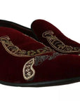 Dolce & Gabbana Bordeaux Velvet Sequined Men's Loafers