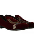 Dolce & Gabbana Bordeaux Velvet Sequined Men's Loafers