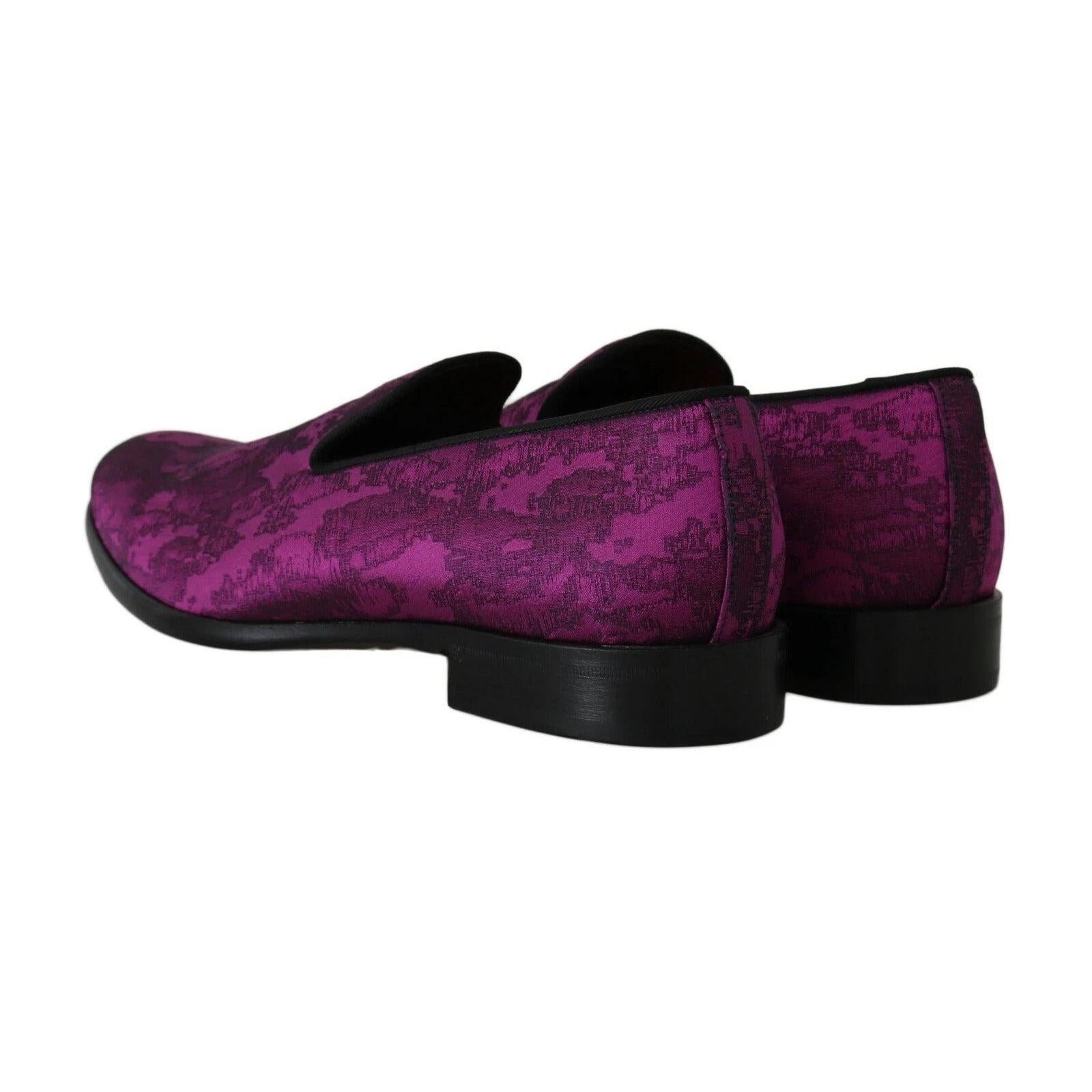 Dolce & Gabbana Elegant Silk-Wool Blend Loafers in Purple