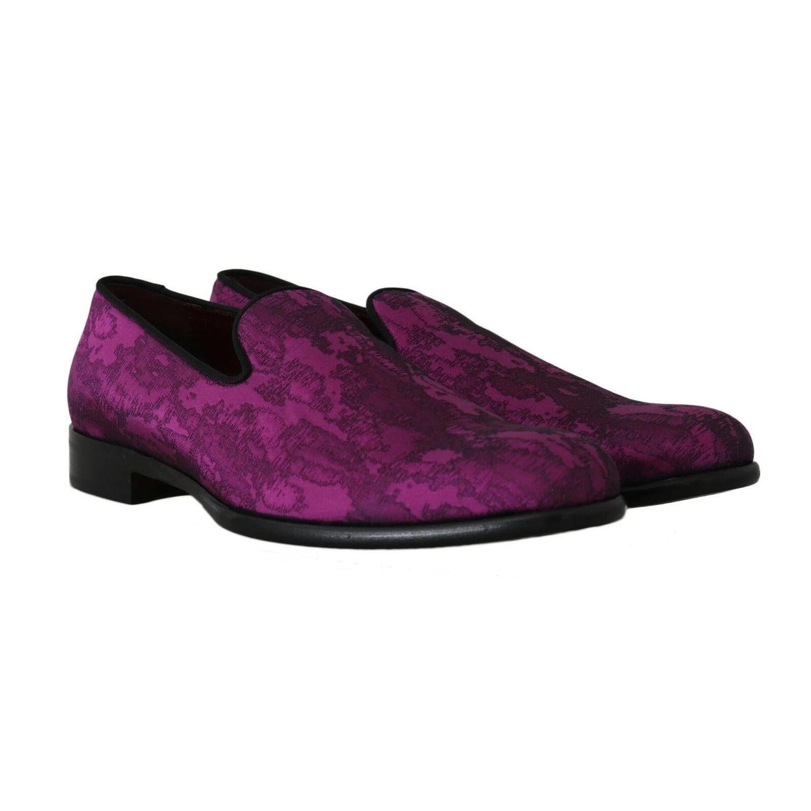 Dolce & Gabbana Elegant Silk-Wool Blend Loafers in Purple