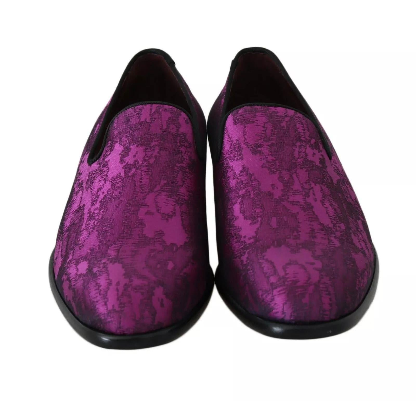 Dolce & Gabbana Elegant Silk-Wool Blend Loafers in Purple