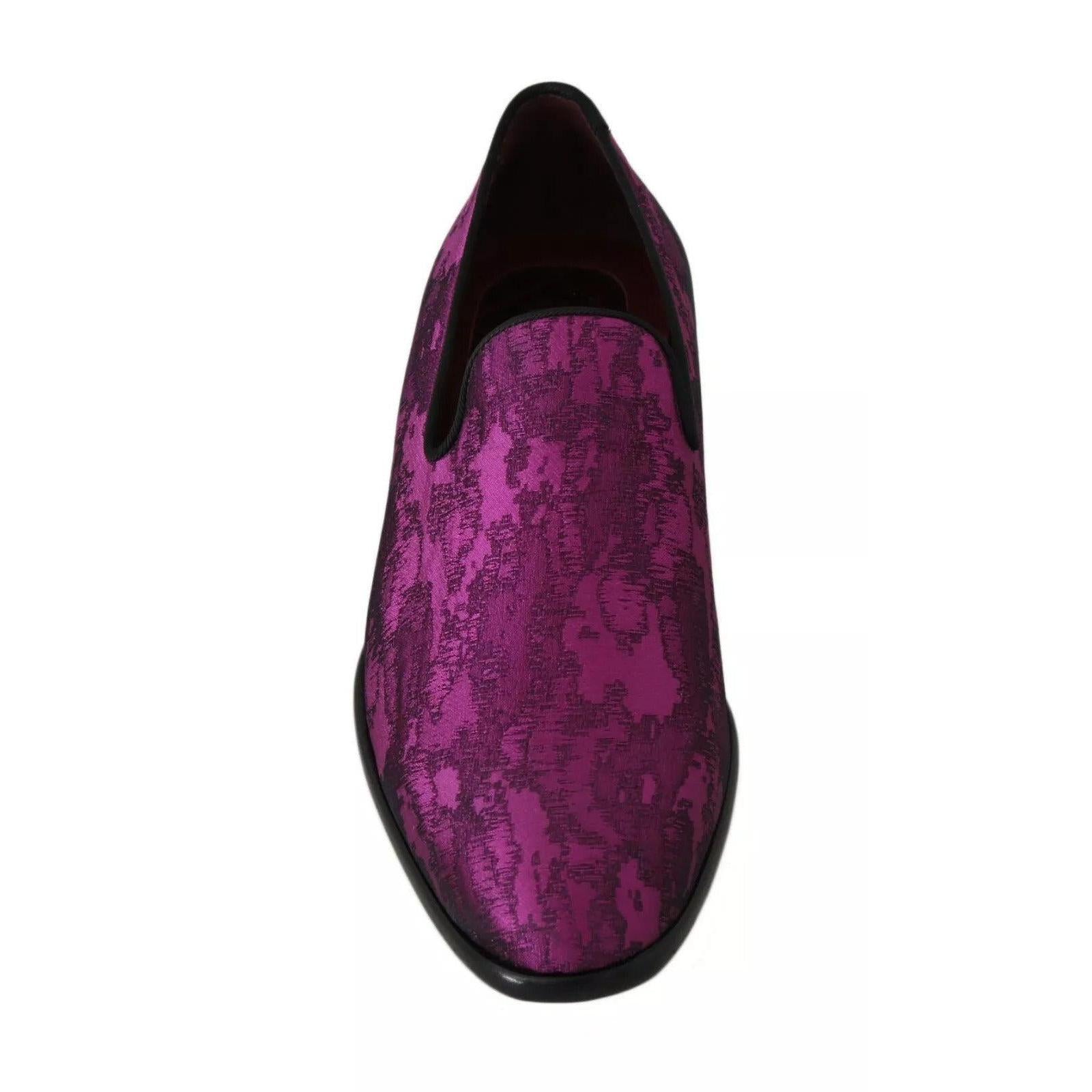 Dolce & Gabbana Elegant Silk-Wool Blend Loafers in Purple
