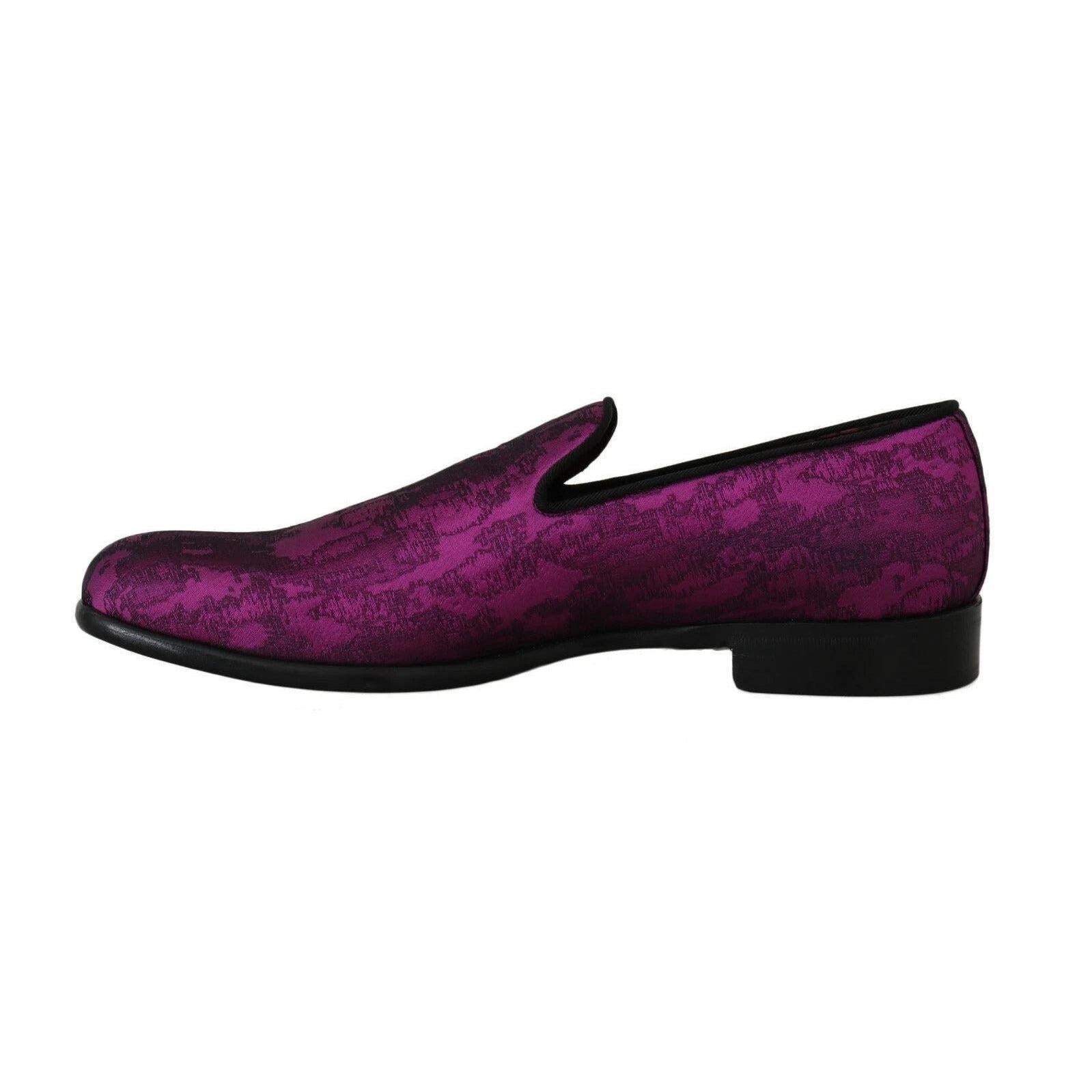 Dolce & Gabbana Elegant Silk-Wool Blend Loafers in Purple