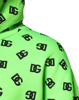 Dolce & Gabbana Green Polyester DGLogo Print Hooded Sweater