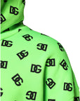 Dolce & Gabbana Green Polyester DGLogo Print Hooded Sweater