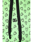 Dolce & Gabbana Green Cotton Logo Heart Print Hooded Sweater