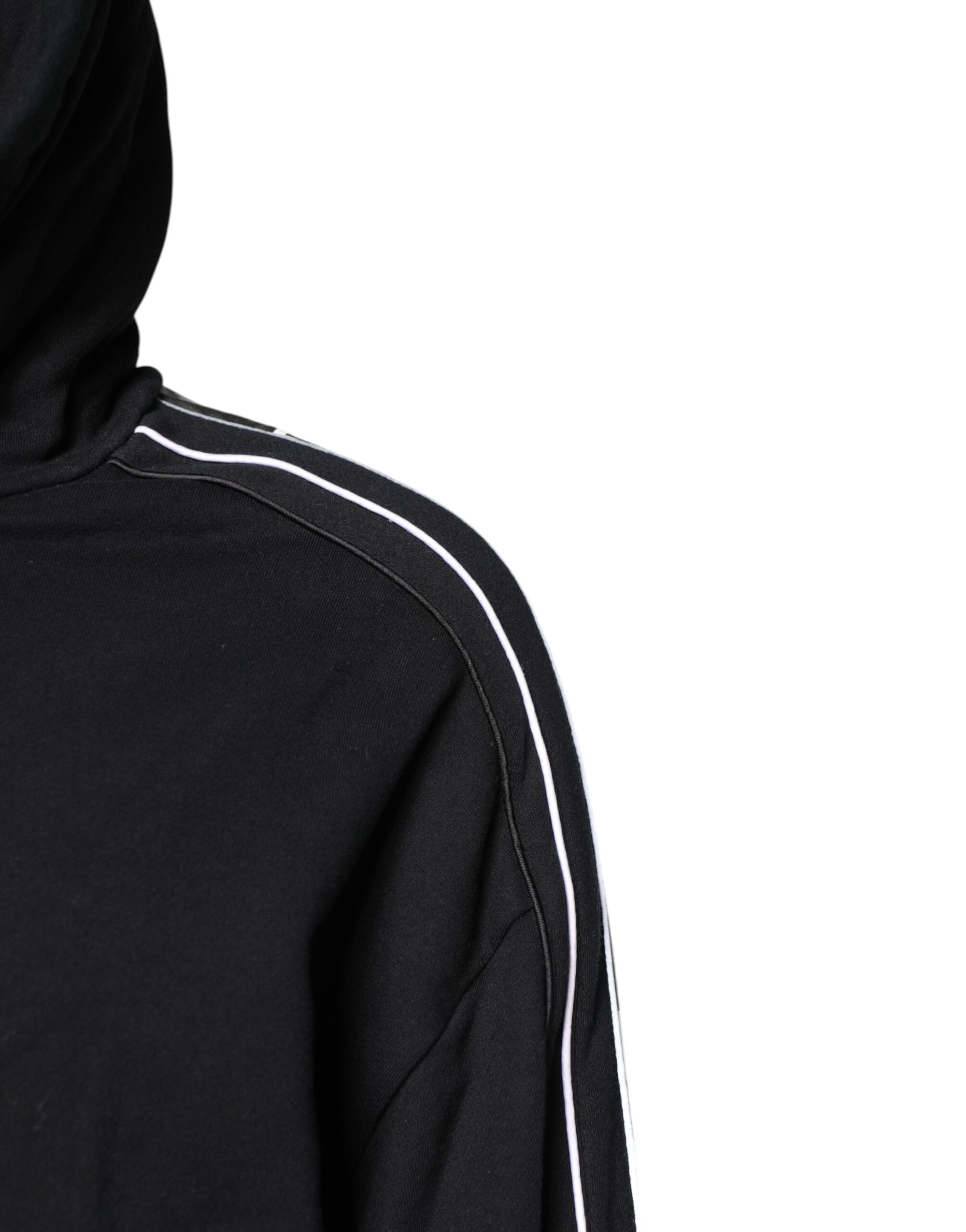 Dolce & Gabbana Black Cotton Logo Hooded Sweatshirt Sweater