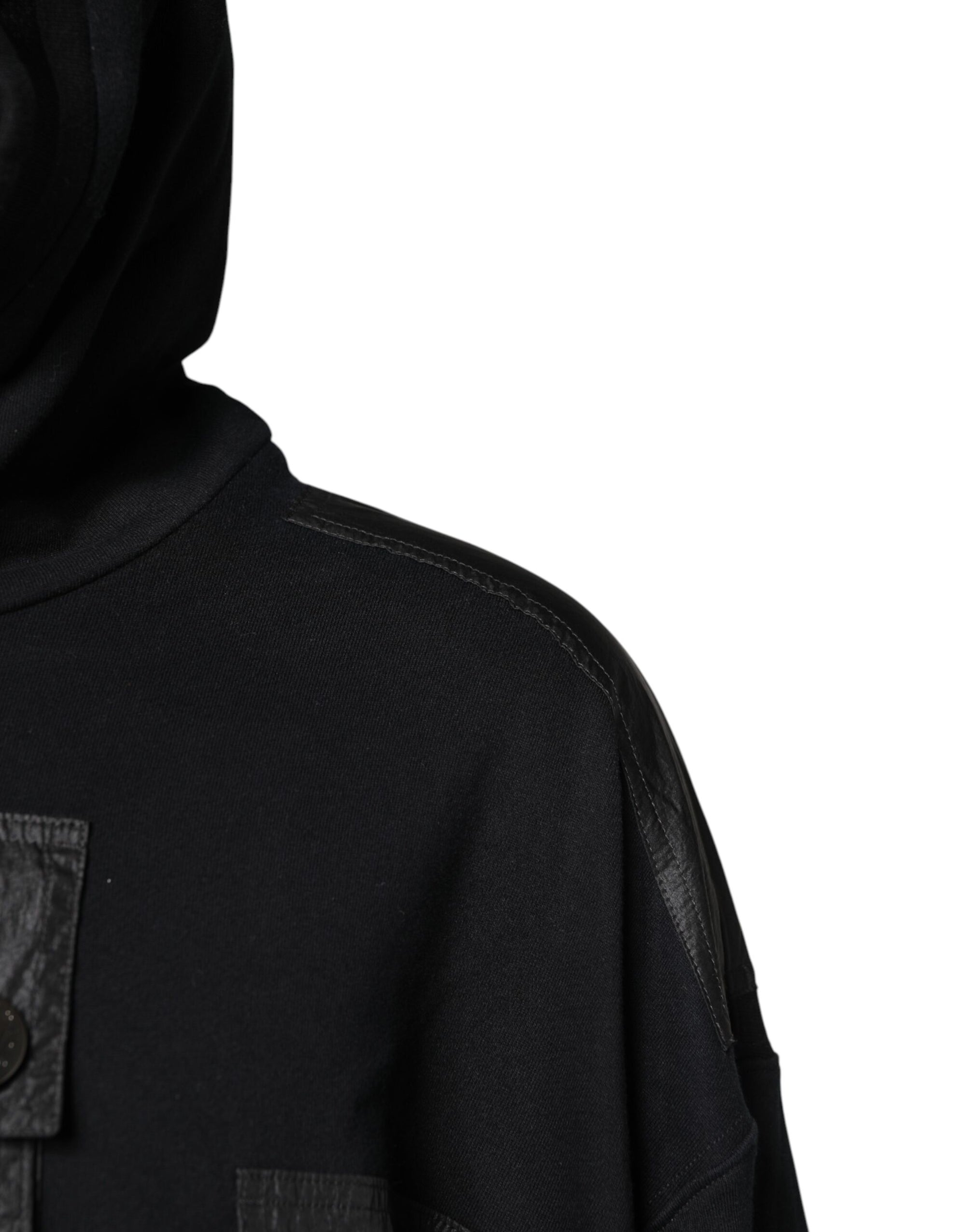Dolce & Gabbana Black Cotton Hooded Sweatshirt Sweater