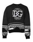 Dolce & Gabbana Black Cotton Logo Printed Pullover Sweater