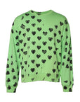 Dolce & Gabbana Green Heart Print Crew Neck Pullover Sweater
