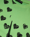 Dolce & Gabbana Green Heart Print Crew Neck Pullover Sweater