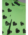 Dolce & Gabbana Green Heart Print Crew Neck Pullover Sweater