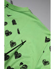 Dolce & Gabbana Green Heart Print Crew Neck Pullover Sweater