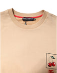 Dolce & Gabbana Beige Cherry Print Crew Neck Pullover Sweater
