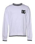 Dolce & Gabbana White Logo Cotton Crew Neck Pullover Sweater