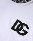Dolce & Gabbana White Logo Cotton Crew Neck Pullover Sweater