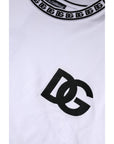 Dolce & Gabbana White Logo Cotton Crew Neck Pullover Sweater