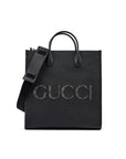 Gucci Black Leather Logo Medium Tote Bag