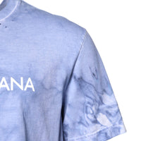 Dolce & Gabbana Blue Cotton Logo Print Crew Neck T-shirt