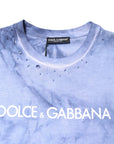 Dolce & Gabbana Blue Cotton Logo Print Crew Neck T-shirt