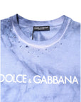 Dolce & Gabbana Blue Cotton Logo Print Crew Neck T-shirt