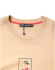 Dolce & Gabbana Beige Cotton Logo Print Crew Neck T-shirt