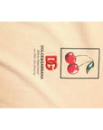 Dolce & Gabbana Beige Cotton Logo Print Crew Neck T-shirt