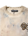 Dolce & Gabbana Beige Tie Dye DG Embroidery Cropped T-shirt