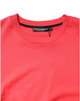 Dolce & Gabbana Red Cotton Lettering Print Crew Neck T-shirt