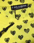Dolce & Gabbana Yellow Cotton DG Heart Print Crew Neck T-shirt